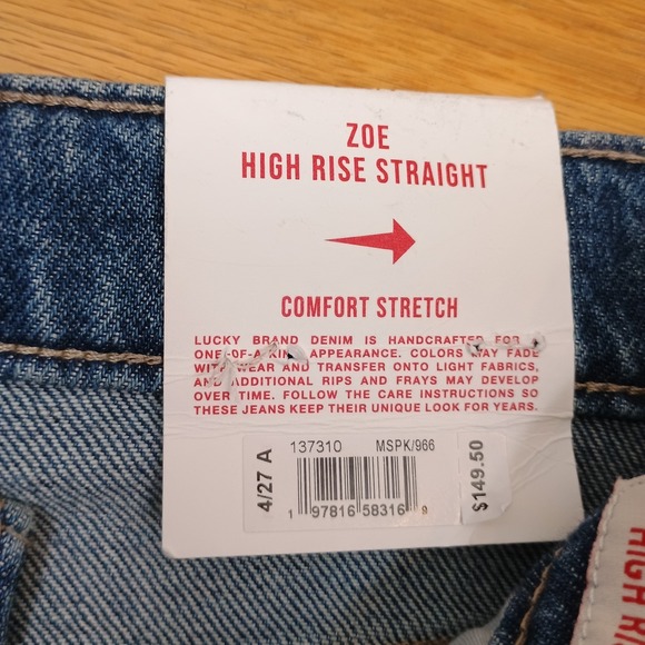 Lucky Brand Jeans NWT $149 Zoe High Rise Straight Leg Ankle Studded Women's 4/27 - Picture 3 of 10